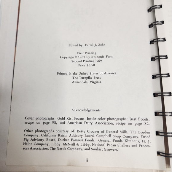 The Pecan Cookbook 1967 Hardback a Koinonia Publication Printed in USA - Picture 2 of 8